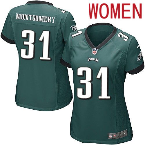Women Philadelphia Eagles #31 Wilbert Montgomery Nike Midnight Green Game NFL Jersey->women nfl jersey->Women Jersey